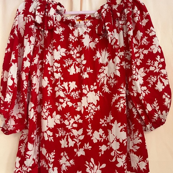 Parker Red Ruffled Puff Sleeve Blouse - Picture 3 of 9